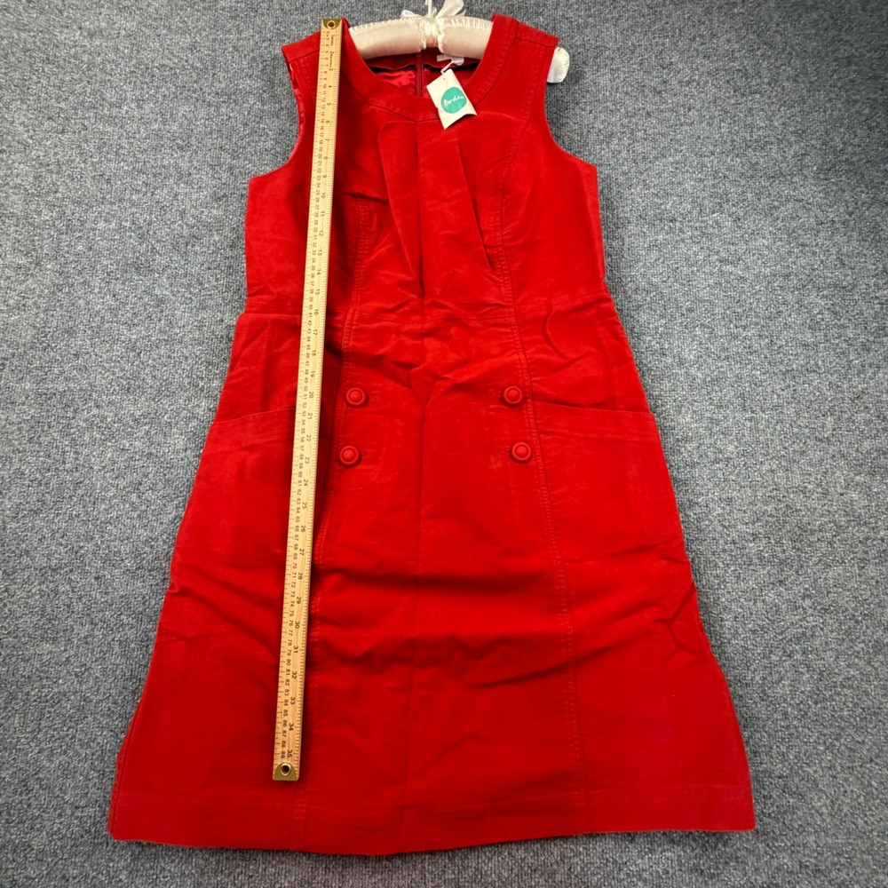 Boden Red Corduroy Sleeveless Shift Dress WH693 Womens Size 12L NWT Pockets - Picture 3 of 9